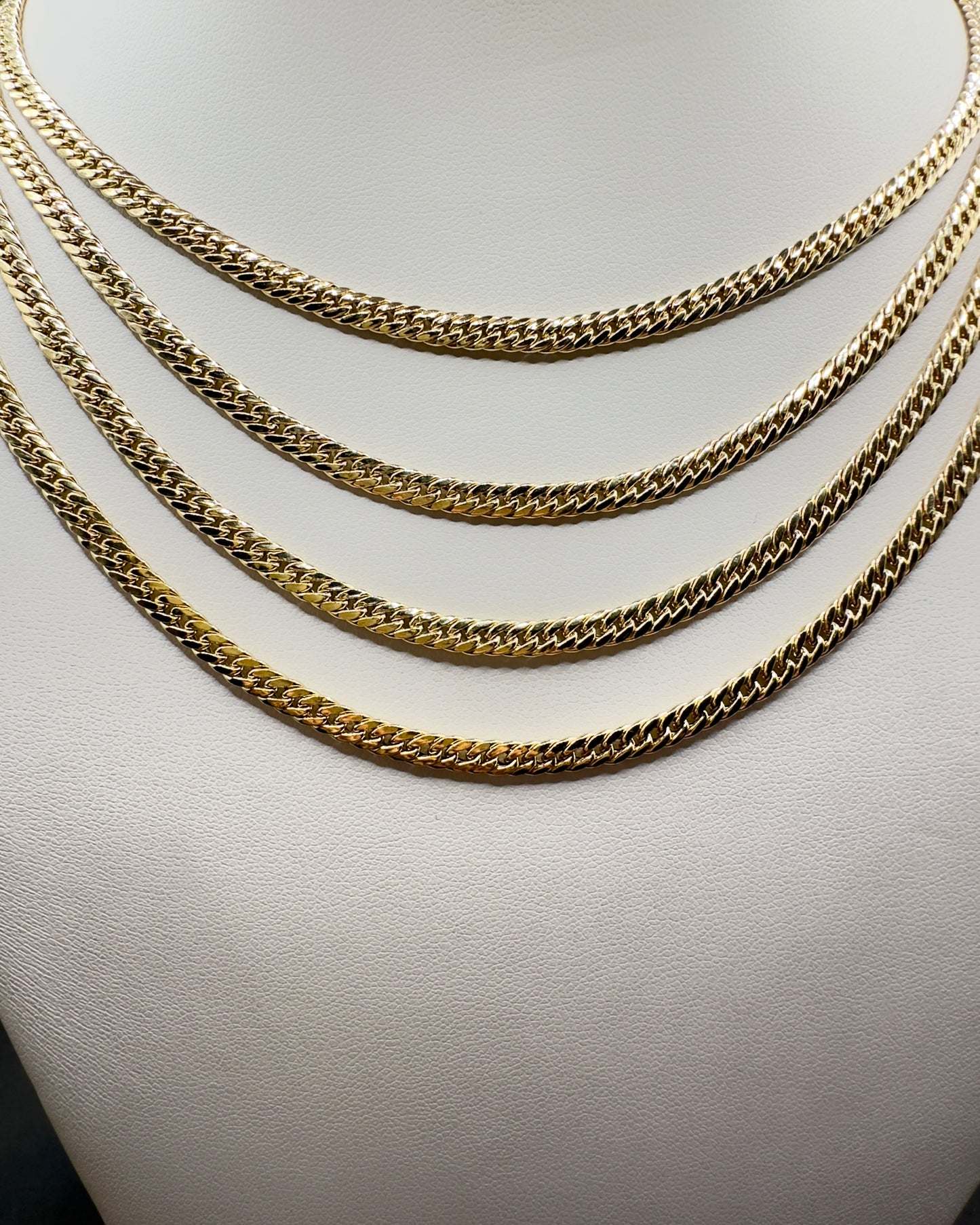 14K Real Gold Compact Cuban (Tight Miami) Link Necklace — 22” Length, 4 mm Width (7.53 g)