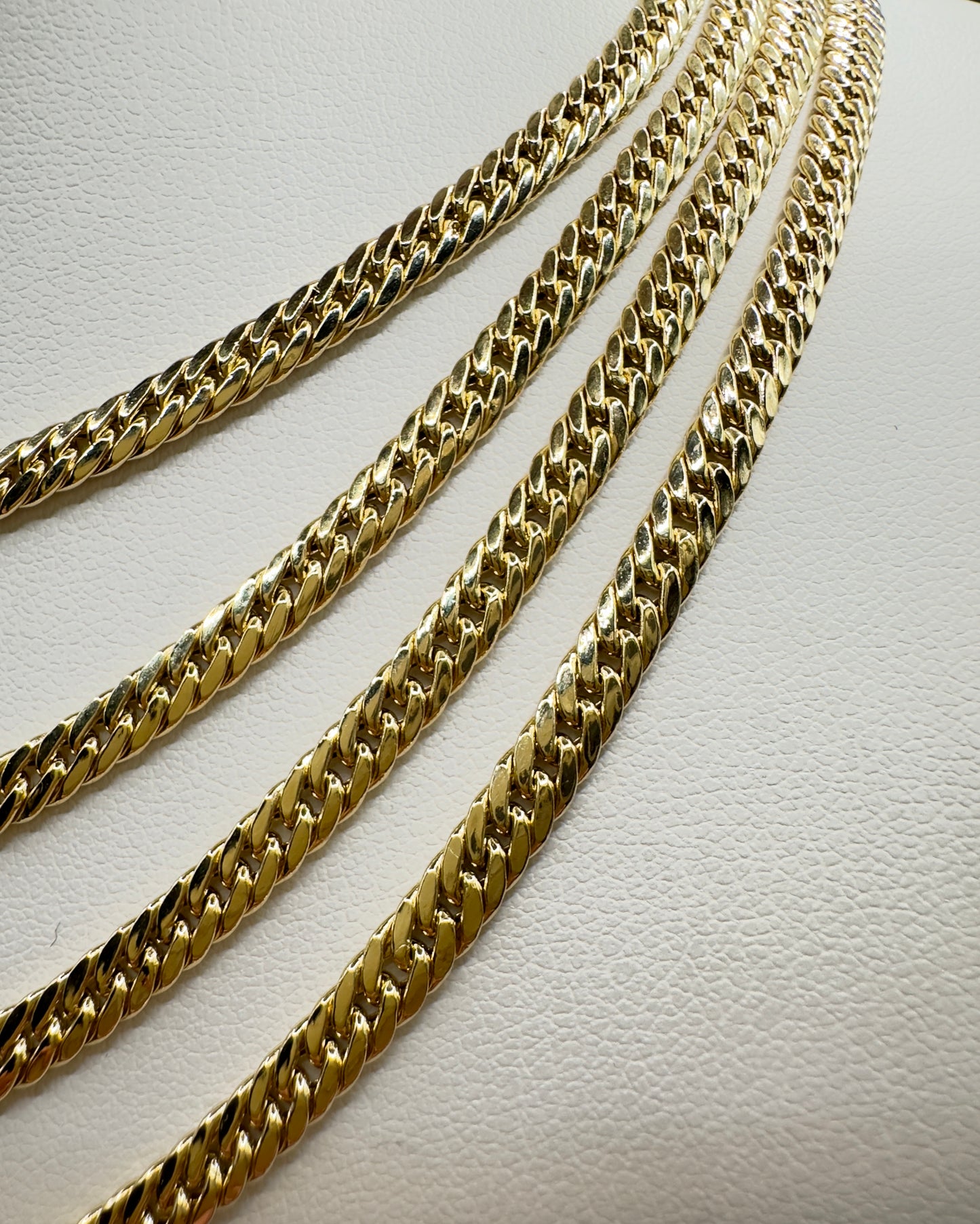 14K Real Gold Compact Cuban (Tight Miami) Link Necklace — 22” Length, 4 mm Width (7.53 g)