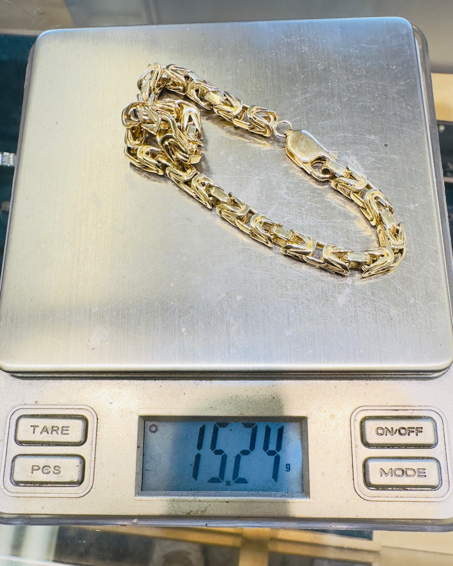 10K Real Gold Byzantine Link Bracelet — 8" Length, 5 mm Width (15.24 g)