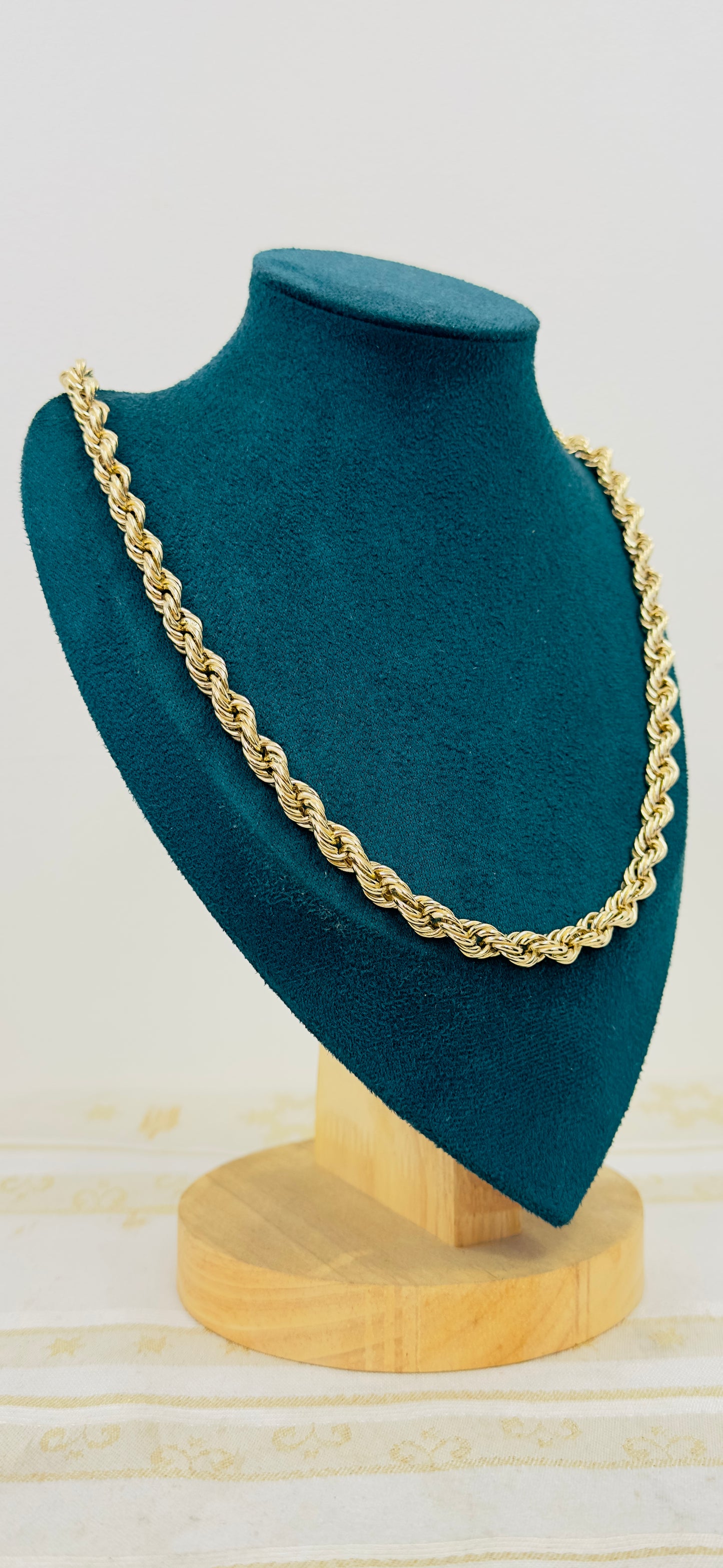 14K Real Gold Semi-Solid Chain Necklace — 26" Length, 7 mm Width (57.66 g)
