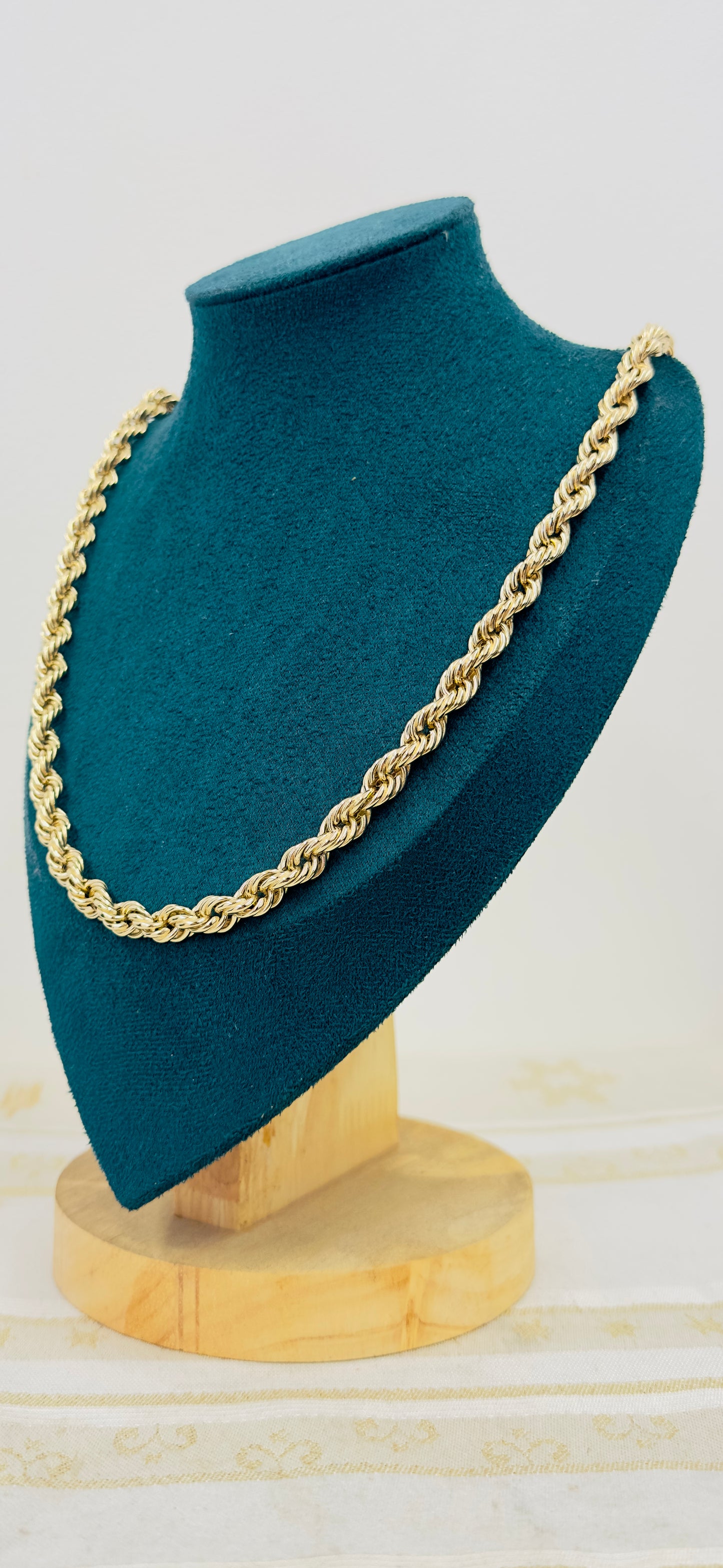 14K Real Gold Semi-Solid Chain Necklace — 26" Length, 7 mm Width (57.66 g)