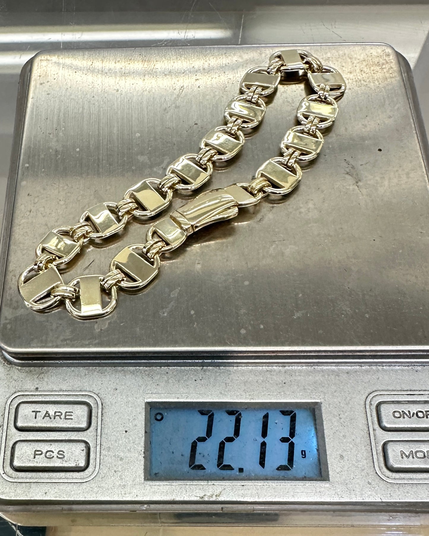 10K Real Gold Bracelet — 9" Length, 10 mm Width (22.13 g)