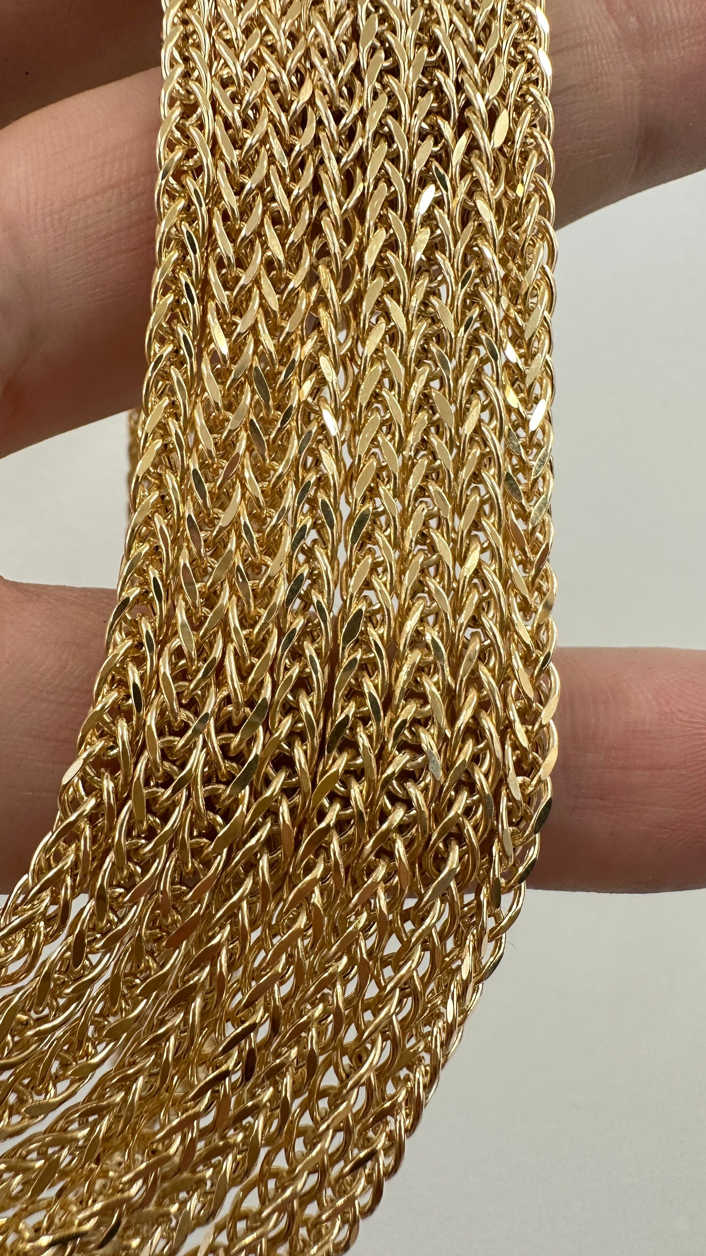 14K Real Gold Spiga (Wheat) Link Necklace — 24" Length, 4 mm Width (12.36 g)