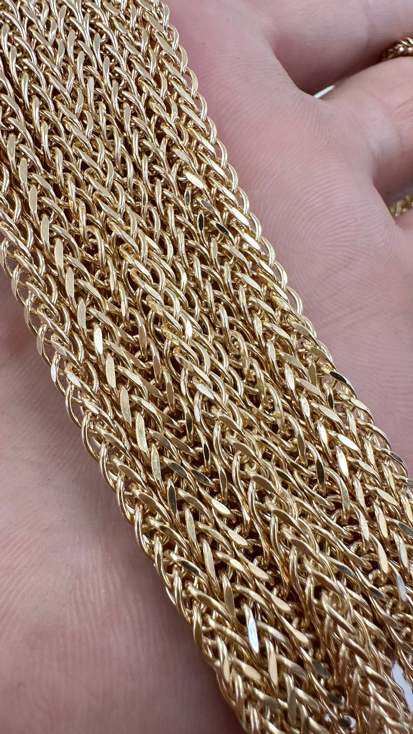 14K Real Gold Spiga (Wheat) Link Necklace — 24" Length, 4 mm Width (12.36 g)