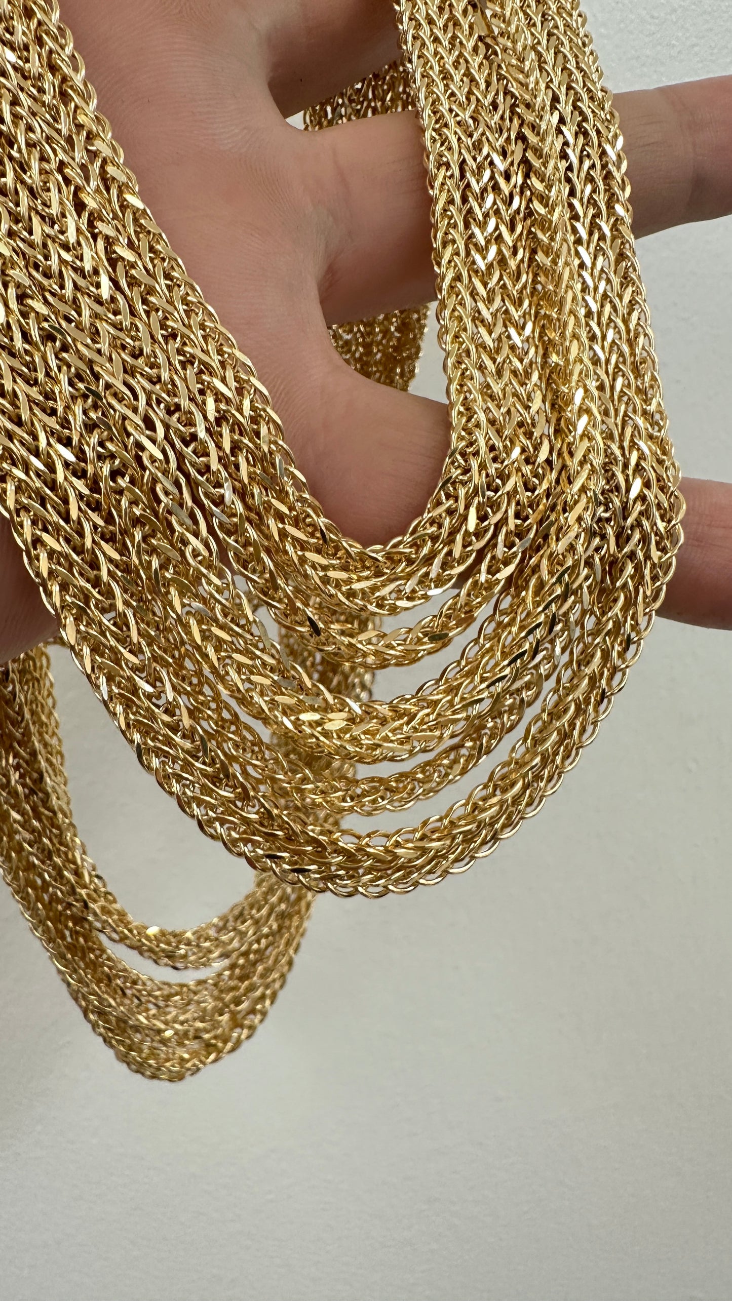 14K Real Gold Spiga (Wheat) Link Necklace — 24" Length, 4 mm Width (12.36 g)