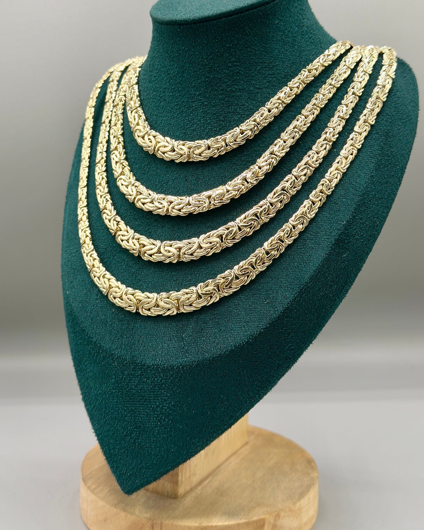 14K Real Gold Tapered Byzantine Link Set — 24" Necklace + 8" Bracelet (20.84g Total)