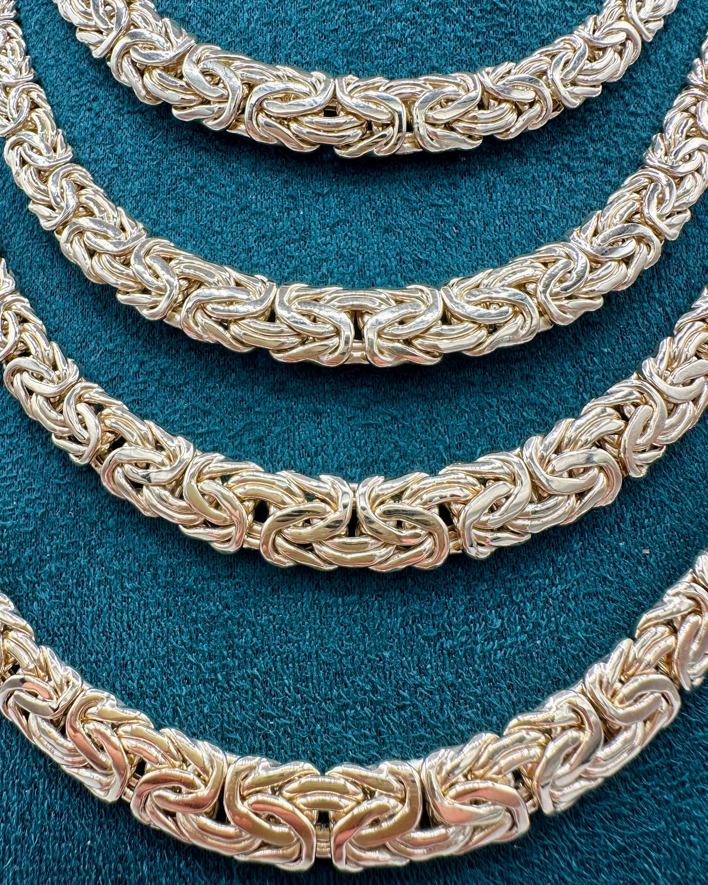 14K Real Gold Tapered Byzantine Link Set — 24" Necklace + 8" Bracelet (20.84g Total)