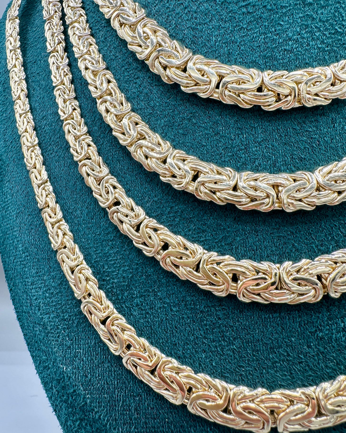 14K Real Gold Tapered Byzantine Link Set — 24" Necklace + 8" Bracelet (20.84g Total)