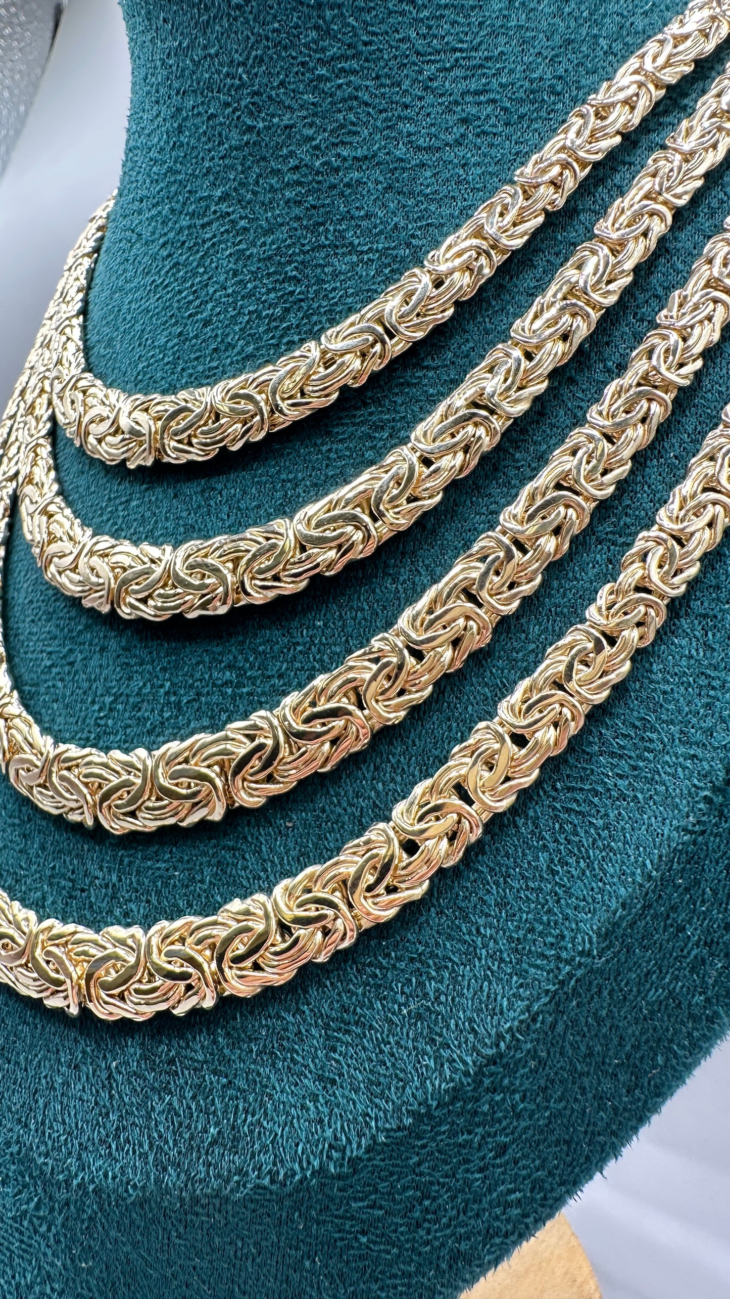 14K Real Gold Tapered Byzantine Link Set — 24" Necklace + 8" Bracelet (20.84g Total)