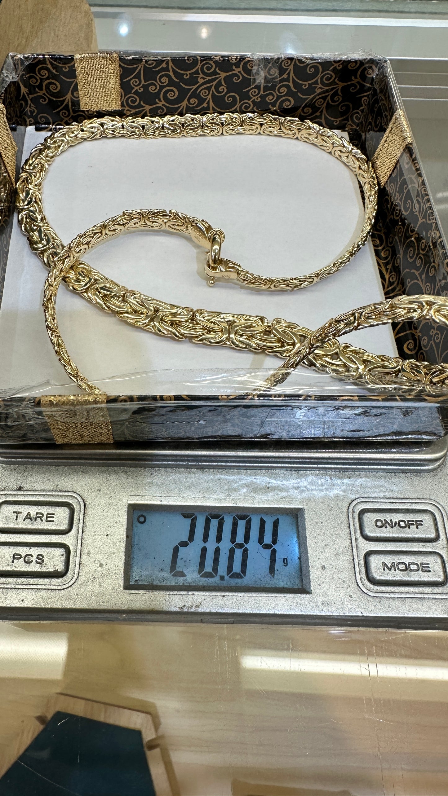 14K Real Gold Tapered Byzantine Link Set — 24" Necklace + 8" Bracelet (20.84g Total)