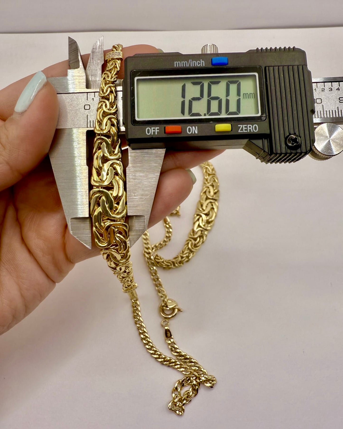 18K Real Gold Byzantine–Cuban Hybrid Set — 24" Necklace + 8" Bracelet (26 g Total)
