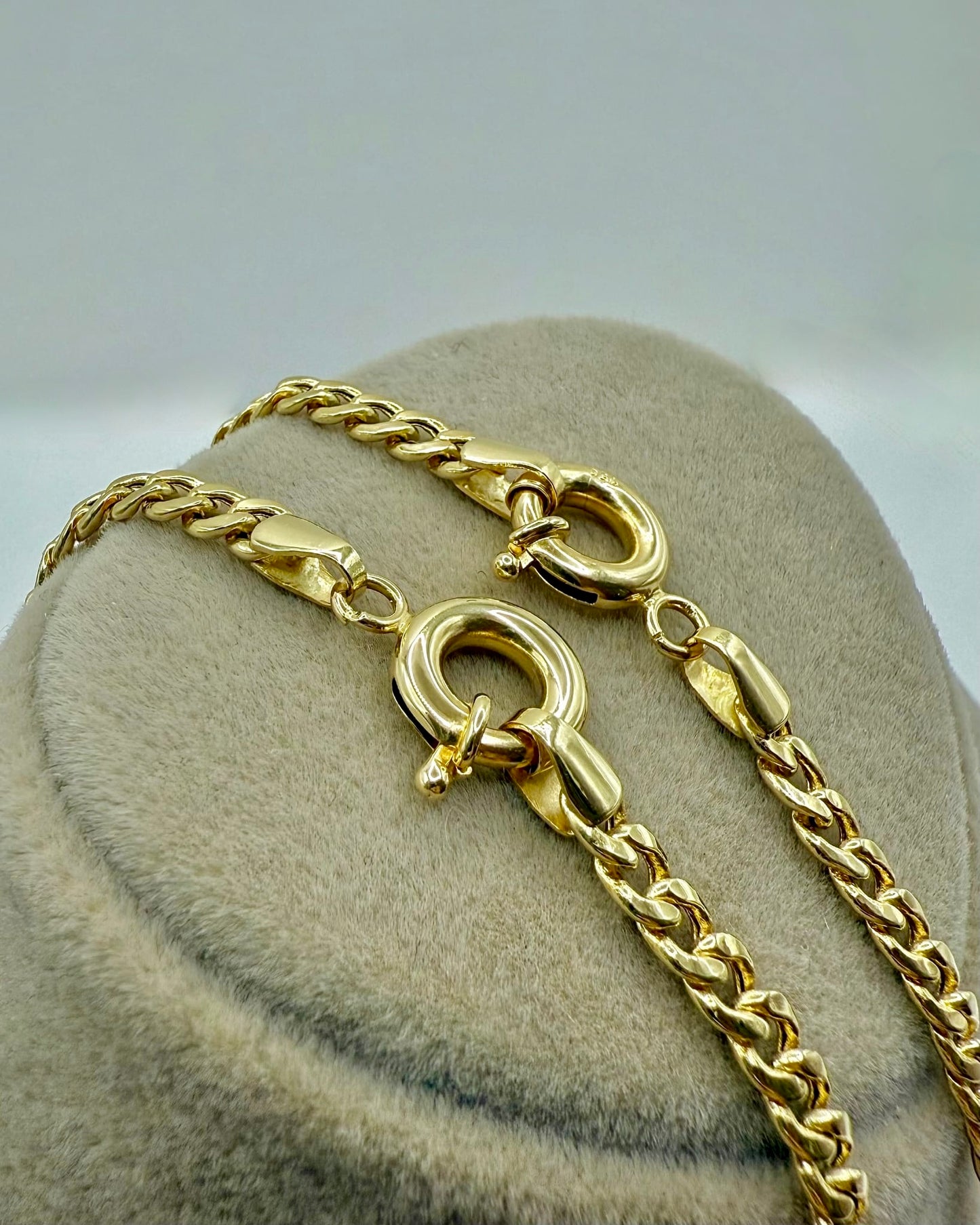 18K Real Gold Byzantine–Cuban Hybrid Set — 24" Necklace + 8" Bracelet (26 g Total)