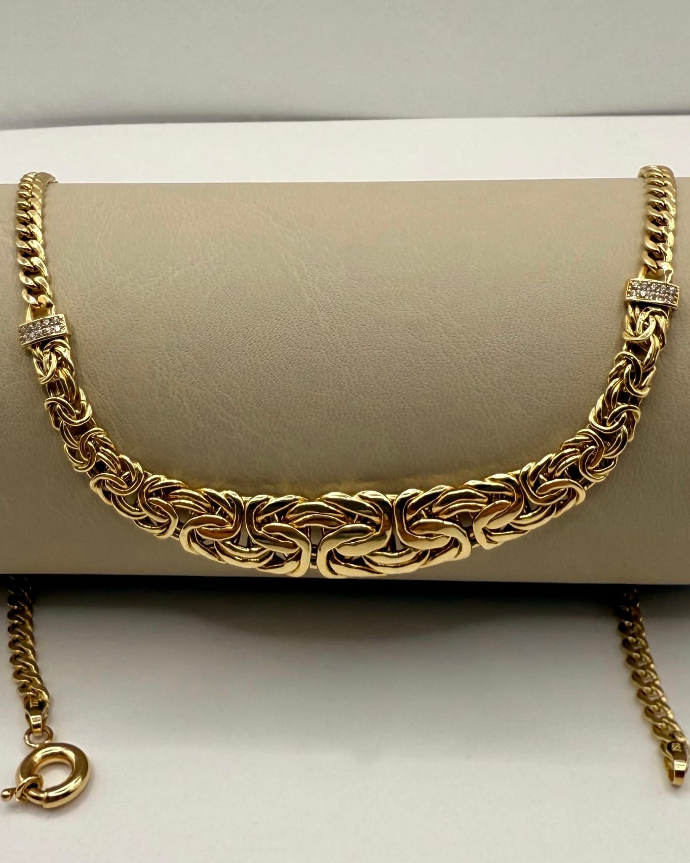 18K Real Gold Byzantine–Cuban Hybrid Set — 24" Necklace + 8" Bracelet (26 g Total)