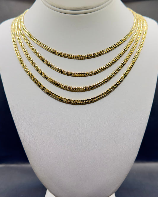 14K Real Gold Compact Cuban (Tight Miami) Link Necklace — 22” Length, 4 mm Width (7.53 g)