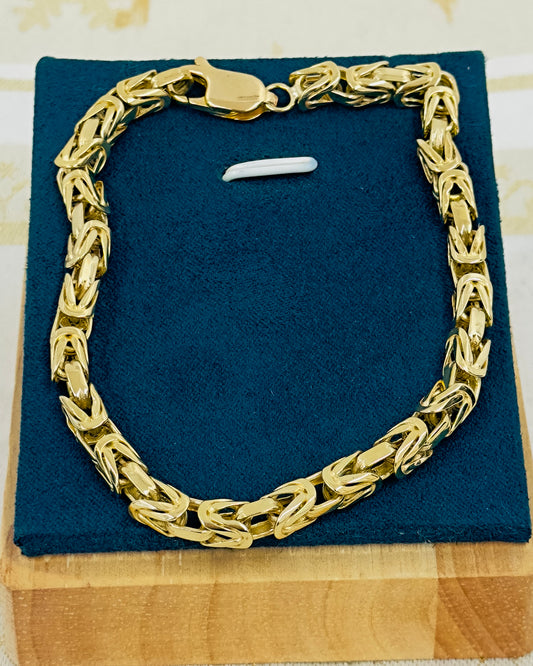 10K Real Gold Byzantine Link Bracelet — 8" Length, 5 mm Width (15.24 g)