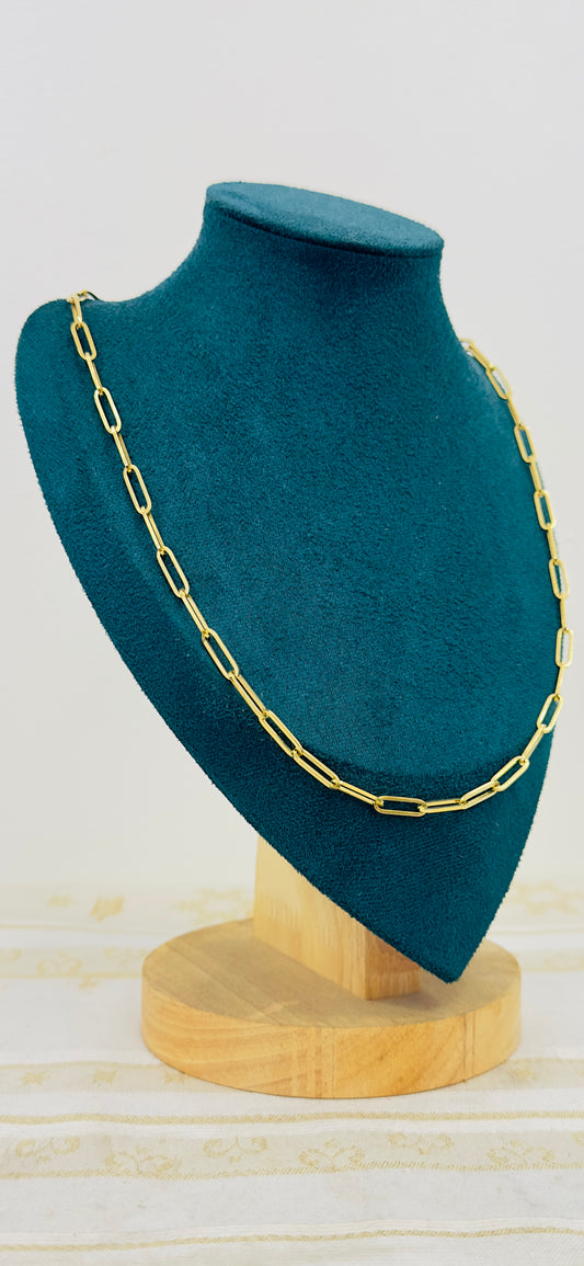 10K Real Gold Paperclip Link Necklace — 24" Length, 4.5 mm Width (14.02 g)