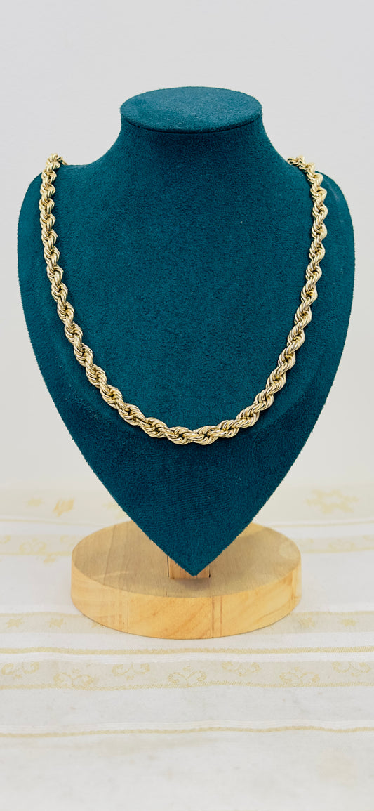 14K Real Gold Semi-Solid Chain Necklace — 26" Length, 7 mm Width (57.66 g)