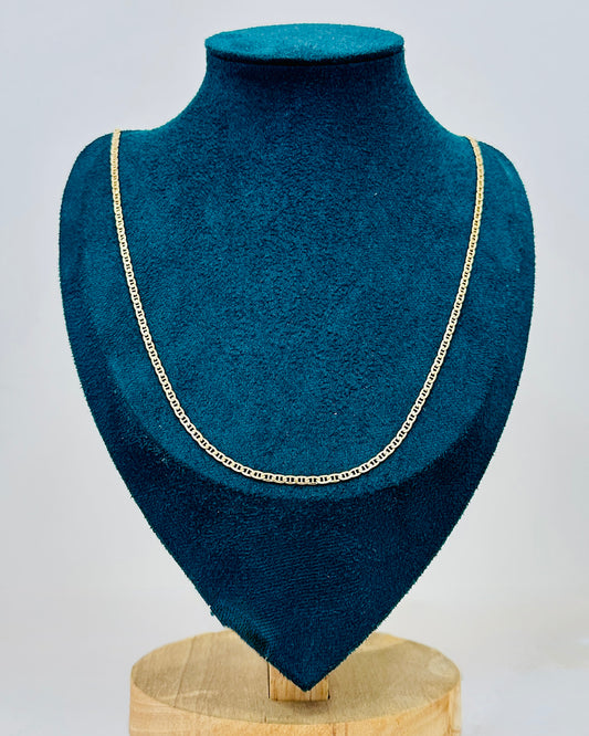 10K Real Gold Flat Anchor Link Necklace — 26" Length, 2.5 mm Width (2.95 g)