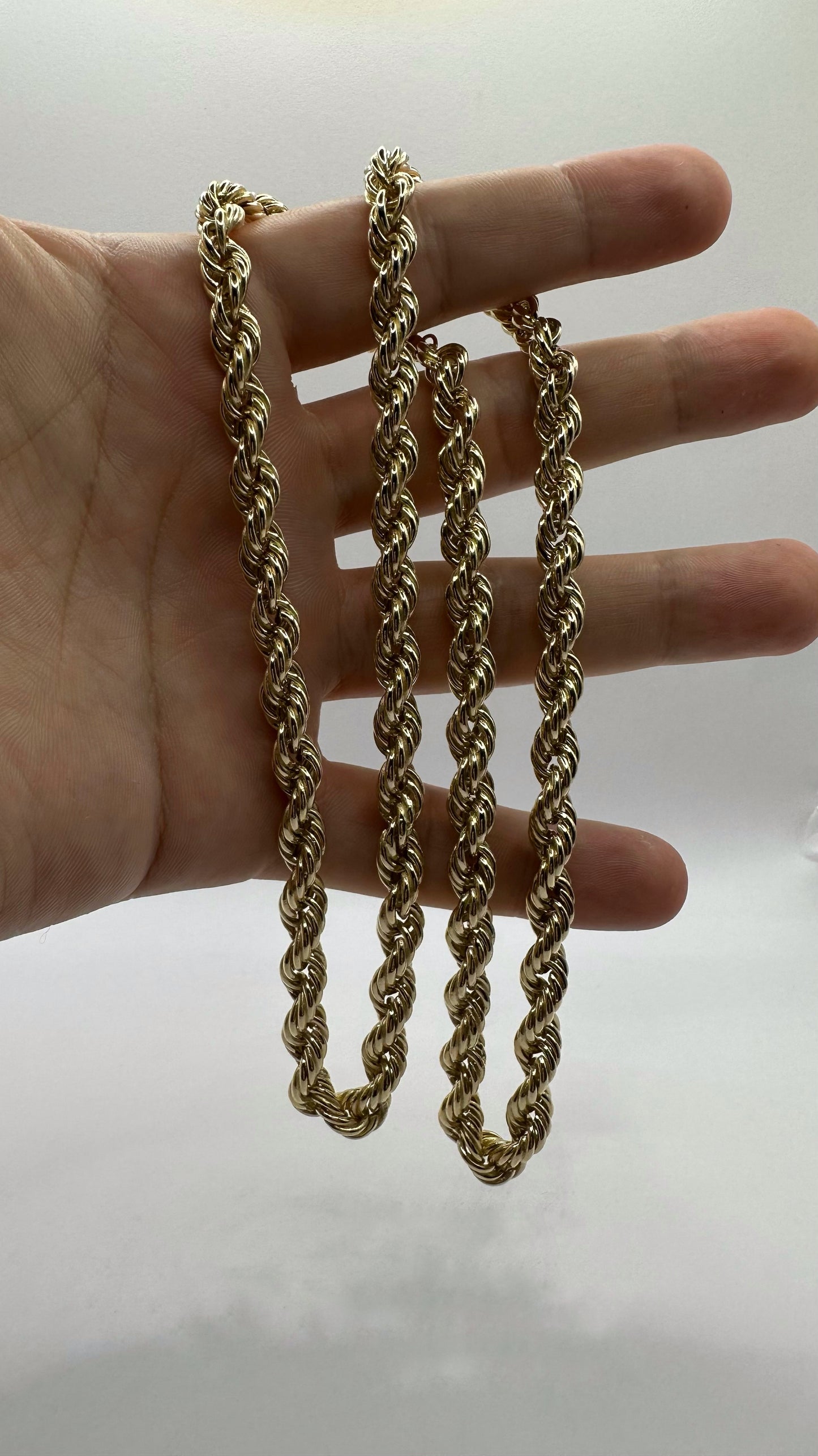 14K Real Gold Rope Chain Necklace