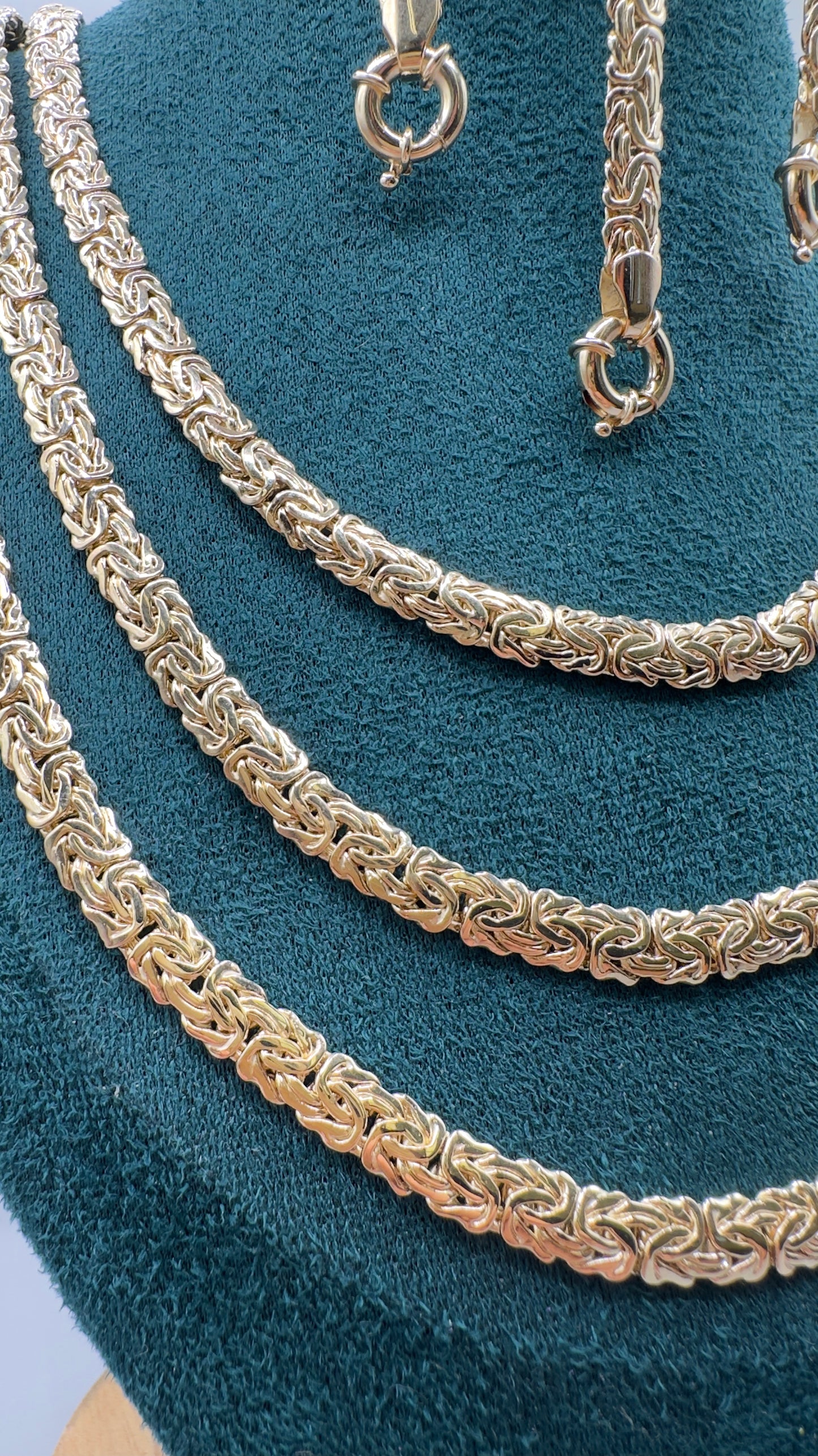 14K Real Gold Necklace & Bracelet Set — Flat Woven Byzantine Link — 24" Necklace + 8" Bracelet (27.75g Total)