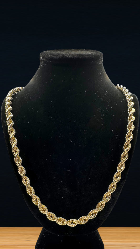 14K Real Gold Rope Chain Necklace