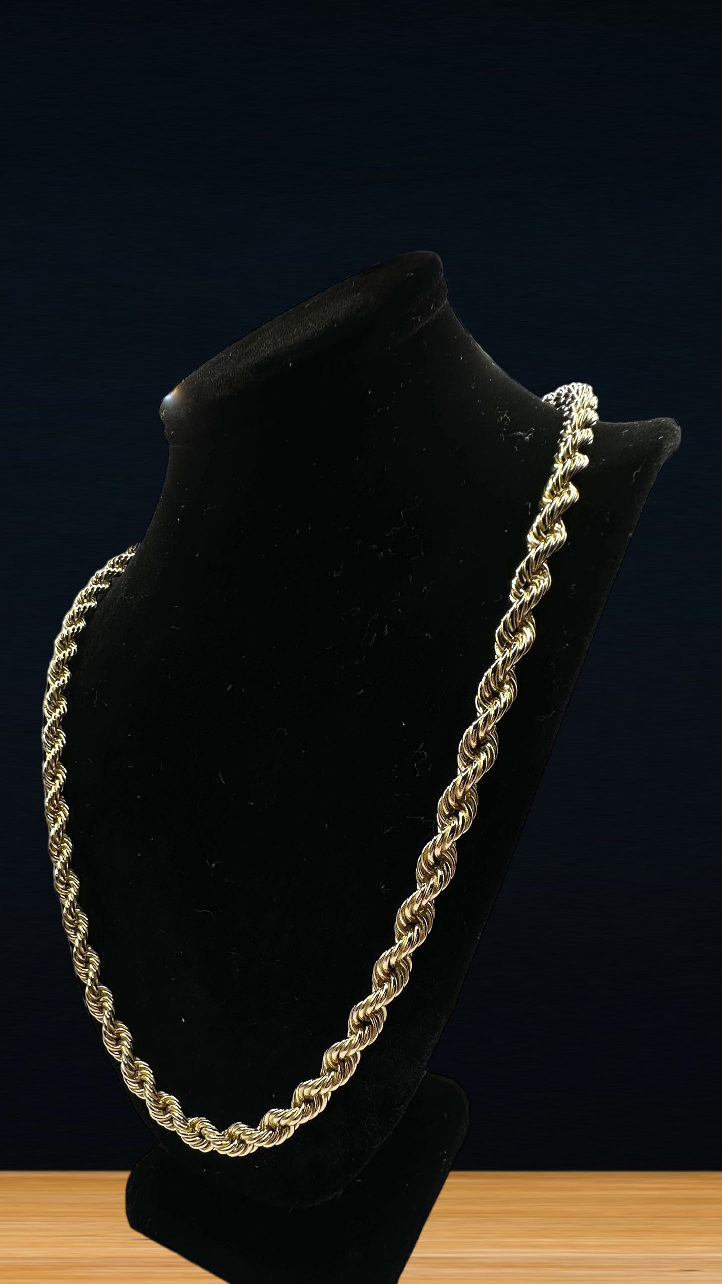 14K Real Gold Rope Chain Necklace