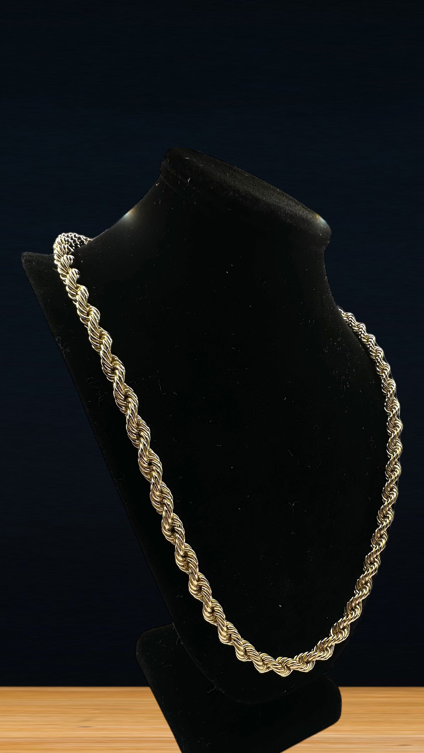 14K Real Gold Rope Chain Necklace