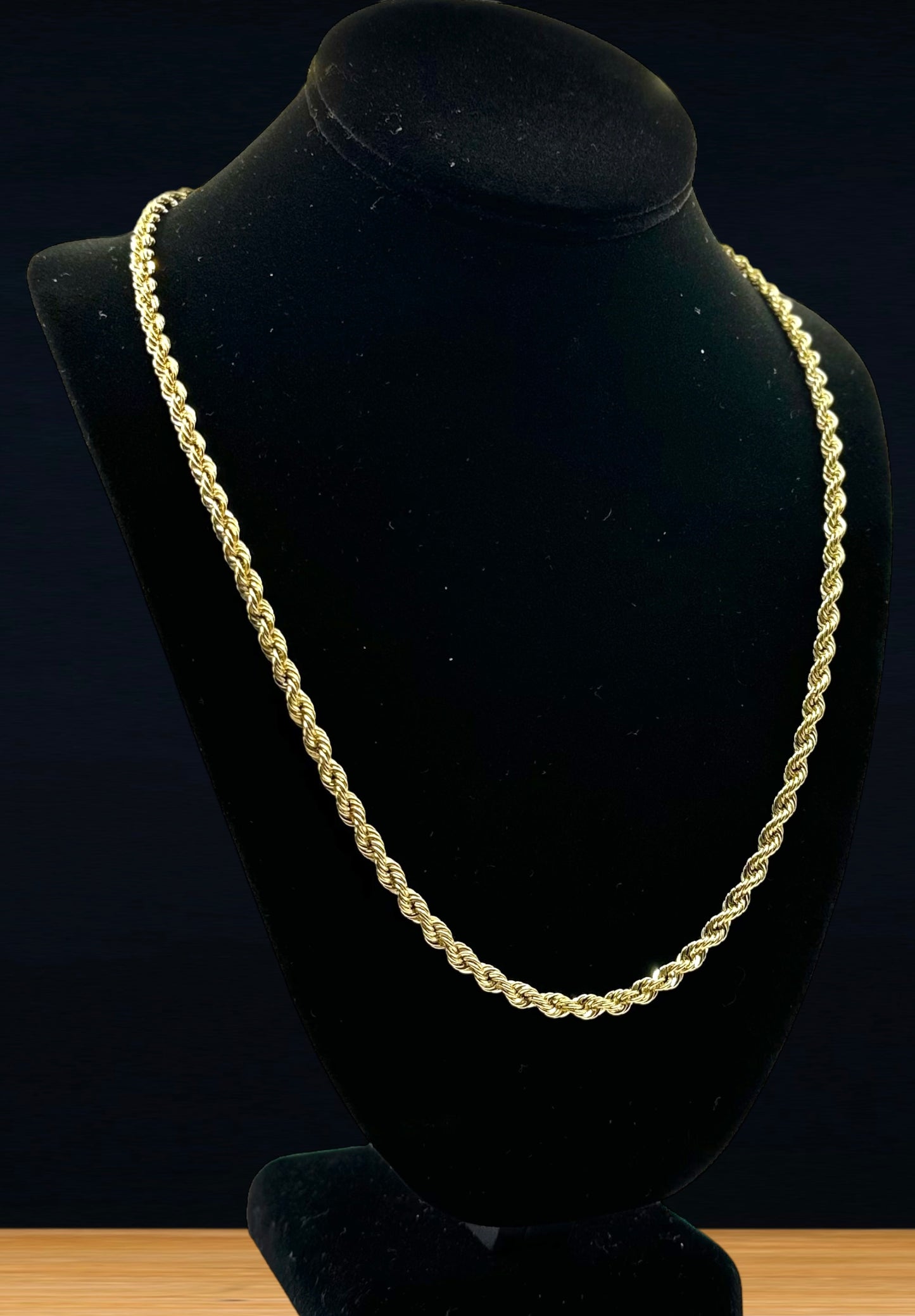 14K Real Gold Rope Chain Necklace