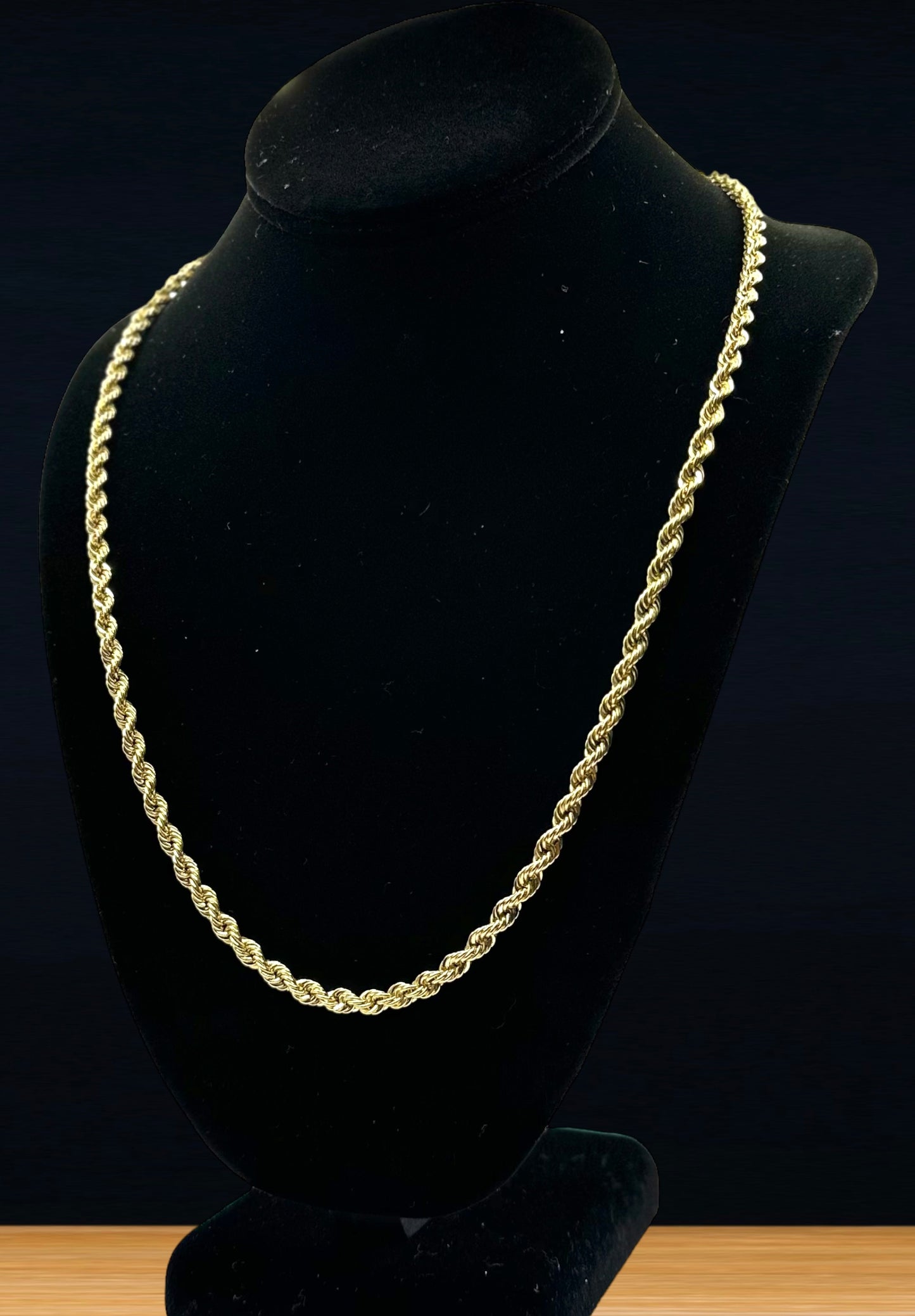 14K Real Gold Rope Chain Necklace